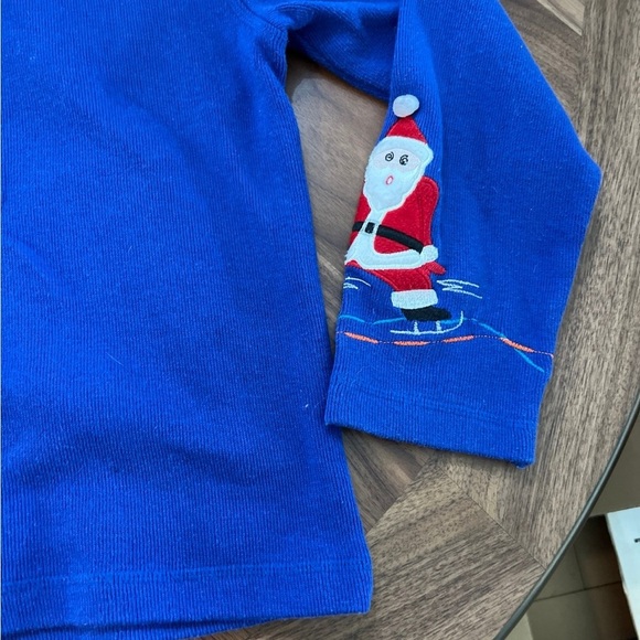 Blue Santa Christmas Sweater/Cardigan with Santa Buttons - Picture 6 of 8